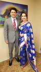 KH13280 Madhuri Dixit Bollywood Inspired Blue Silk Saree - Fashion Nation