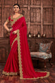 Shaadi Party Wear Red Silk Designer Saree with Blouse by Fashion Nation