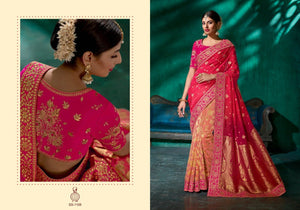 Brilliant SS1105 Designer Peach Shaded Pink Viscose Silk Saree - Fashion Nation