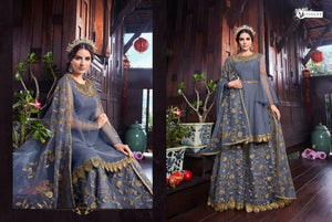 Gorgeous VIO6104 Indo Western Lavender Net Silk Sharara Lehenga Suit - Fashion Nation