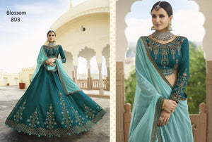 Attractive BL803 Designer Teal Blue Silk Lehenga Choli - Fashion Nation
