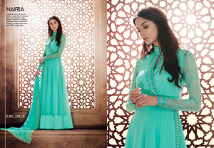 Stylish NAK1041A Designer Aqua Green Georgette Silk Floor Length Dress Anarkali - Fashion Nation