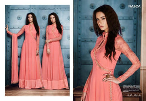 Dainty NAK1041B Designer Pink Georgette Silk Floor Length Dress Anarkali - Fashion Nation