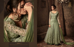 Excellent 50001 IndoWestern Green Net Satin Silk Anarkali Gown - Fashion Nation