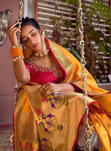 Haldi Party Wear Jacquard Silk Paithani Saree