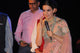 Kangana Ranaut KH18687 Bollywood Inspired Peach Cream Nylon Net Saree - Fashion Nation