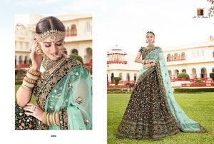 Gorgeous MN4804 Bridal Green Aqua Multicoloured Velvet Net Lehenga Choli - Fashion Nation